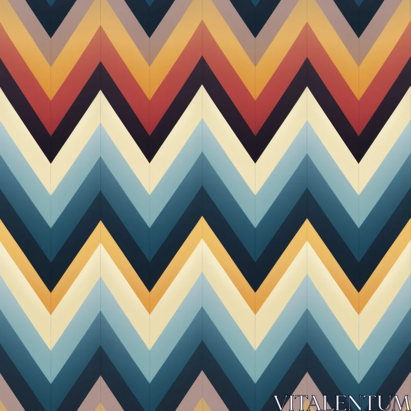 Chevron and Stripes Vector Pattern in Blue, Green, and Orange AI Image