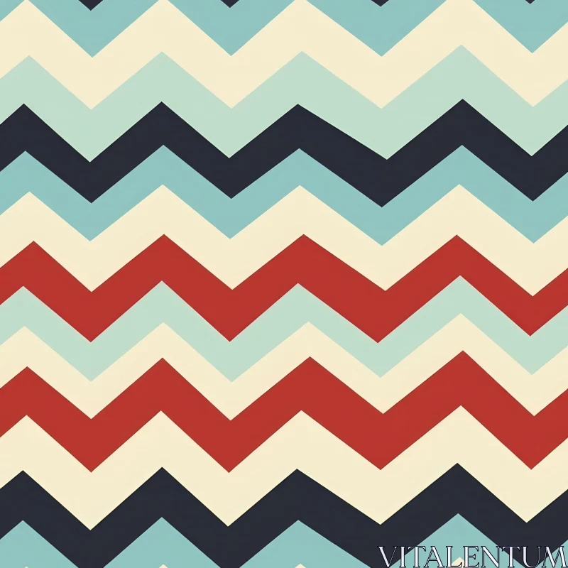 AI ART Retro Zig Zag Vector Pattern in Red and Blue