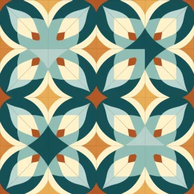 Seamless Tile Pattern with Four-Pointed Stars in Teal and Brown