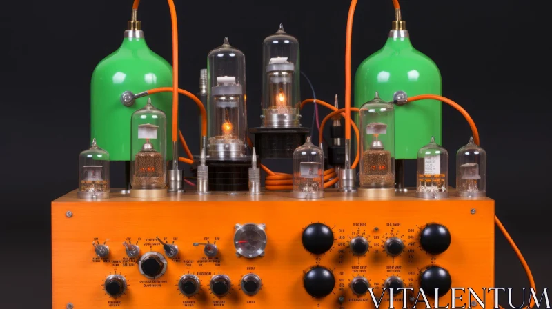 Vintage Electronic Device with Vacuum Tubes and Knobs AI Image