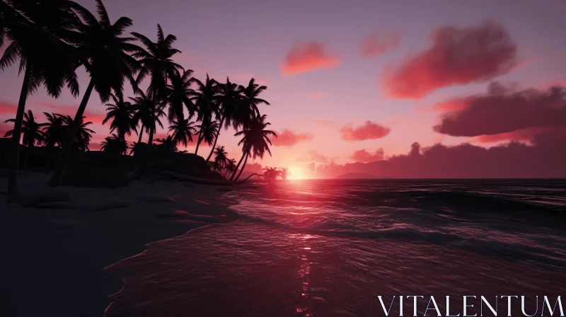 Captivating Sunset Beach Scene Rendered in Unreal Engine AI Image