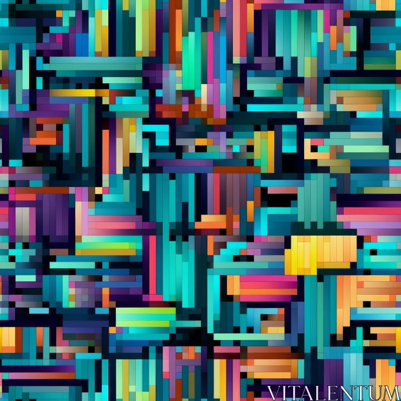 Colorful Rectangles Seamless Pattern - Grid Design AI Image
