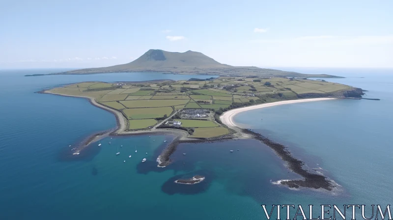 Imposing Monumentality: A Captivating Island with Celtic Knotwork AI Image