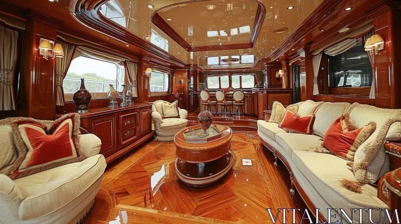 AI ART Luxurious Living Room on a Yacht | Classic Style | Wood Paneling