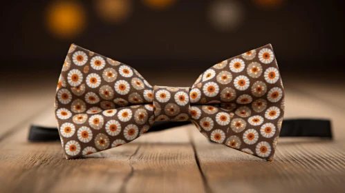 Brown Floral Bow Tie Close-Up Fashion Image