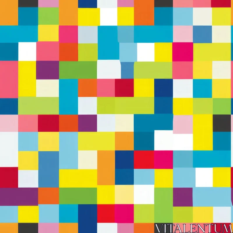 Colorful Square Mosaic Pattern - Visual Confusion Design AI Image