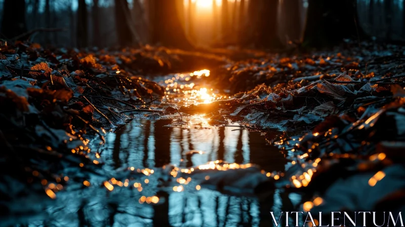 Enchanting Forest Stream: A Captivating Nature Scene AI Image