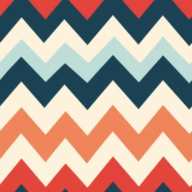 Retro 70s Zigzag Pattern in Red, Blue, and Cream