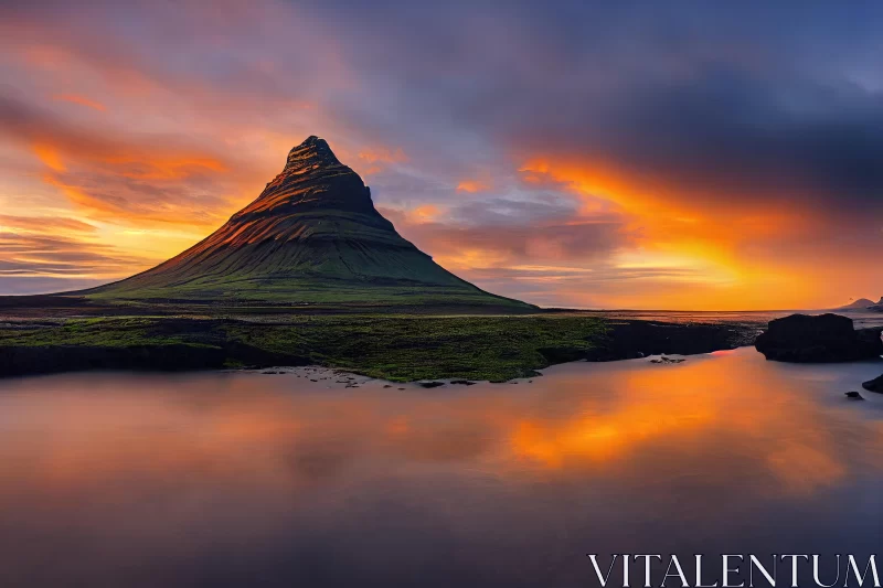AI ART Sunrise over Majestic Mountain in Iceland - A Captivating View