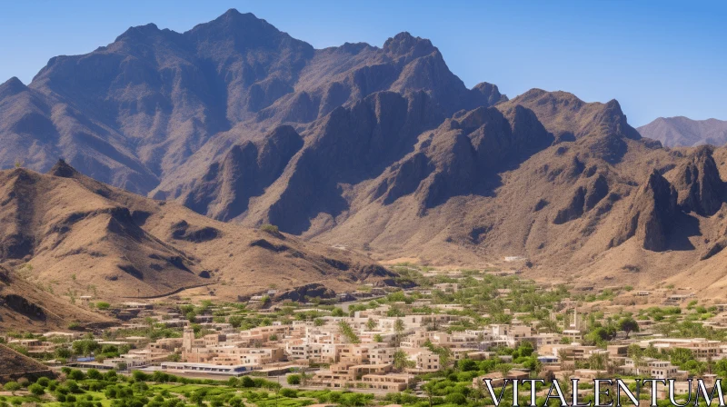 Desert Village in the Heart of Majestic Mountains | Captivating Landscape AI Image