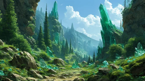 Serene Valley Landscape with River and Majestic Mountains