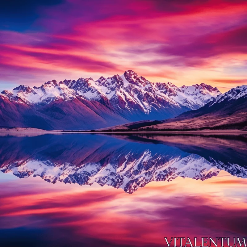 AI ART Snow-Capped Mountains Reflecting in Water - Mesmerizing Landscape