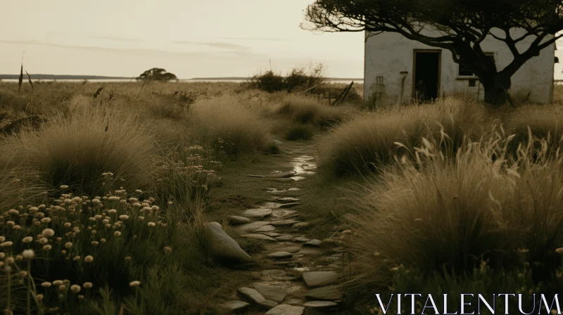 Tranquil Path Through a Grassy Field | Atmospheric Lighting | Coastal Scenes AI Image
