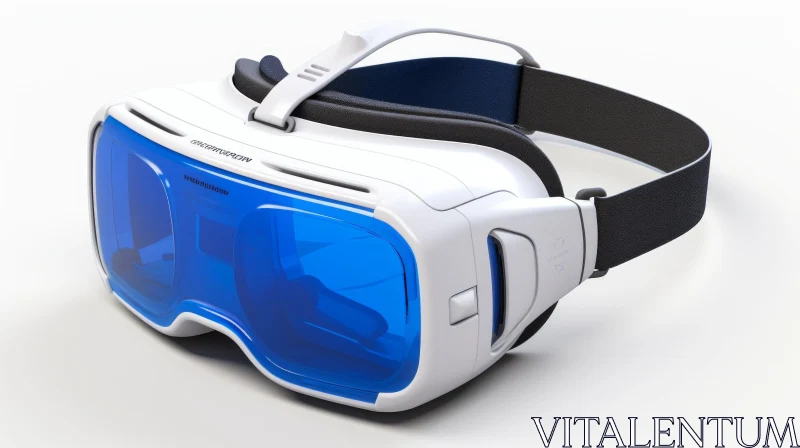 White and Blue Virtual Reality Headset - Futuristic Gaming Tech AI Image