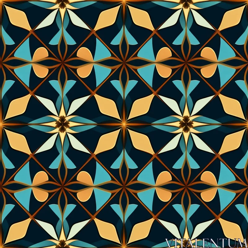 Blue Green Yellow Geometric Pattern AI Image