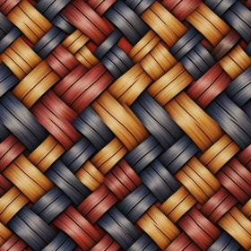 Brown, Red, and Blue Basketweave Pattern on Red Background