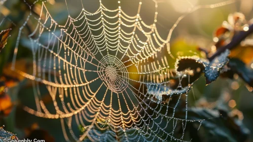 Captivating Morning Dew Spider Web - Nature Photography