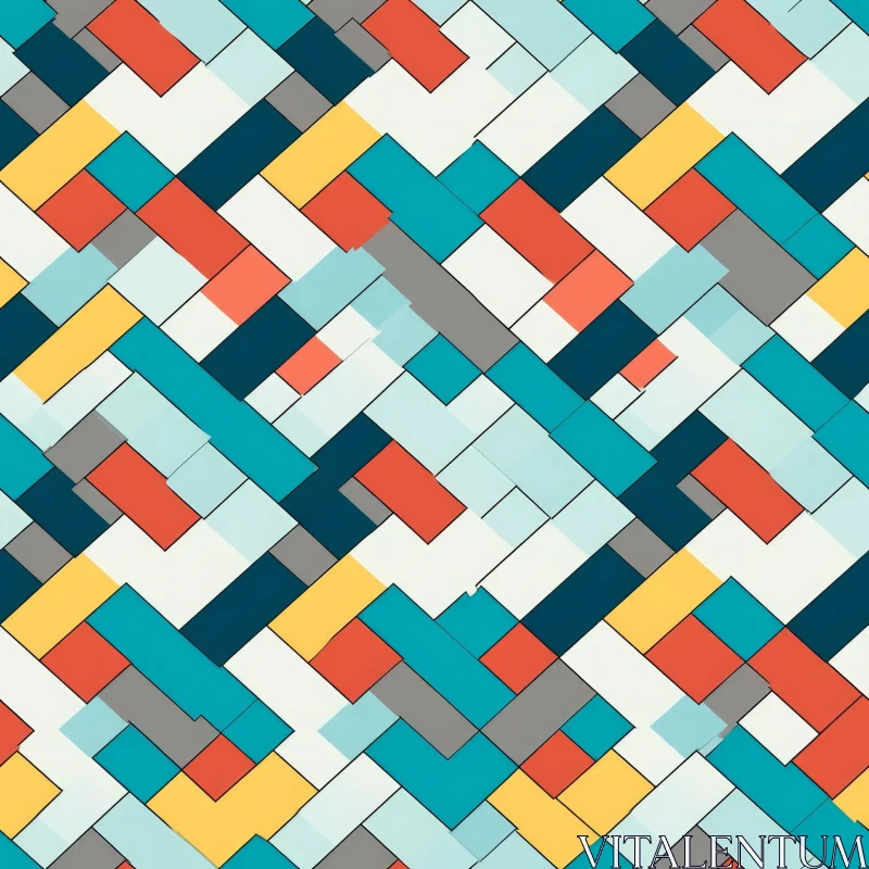 Herringbone Geometric Pattern in Blue, Green, and White AI Image