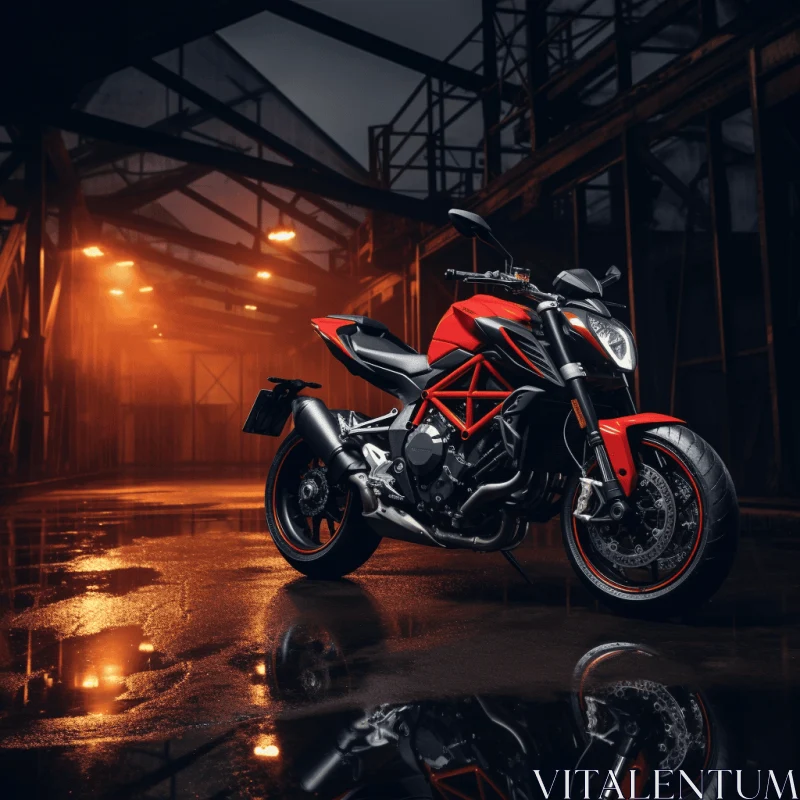 Red and Black Motorcycle Parked Outdoors | Industrial Design | 32k UHD AI Image