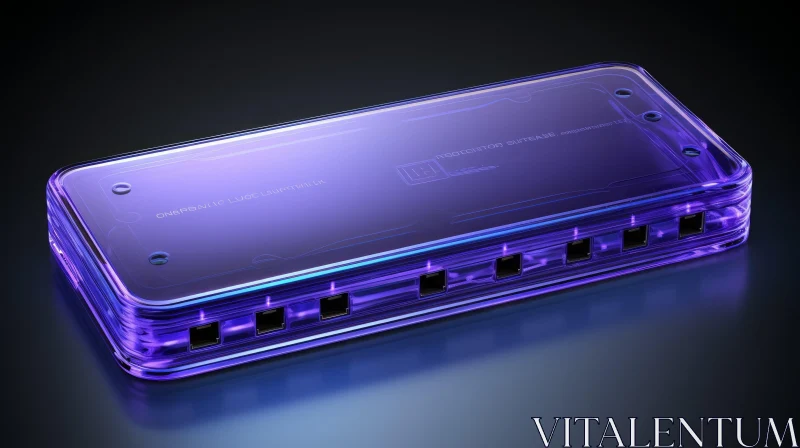 Transparent Purple Plastic Case with USB Flash Drive and LED Light AI Image