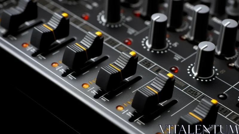 Black Audio Mixer Control Panel - Professional Audio Control AI Image