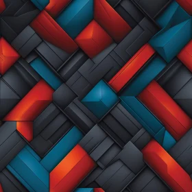 Dark Geometric Pattern with Blue, Red, and Gray Shapes