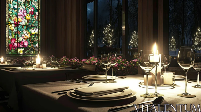Elegant Fine Dining Restaurant: A Romantic Atmosphere AI Image