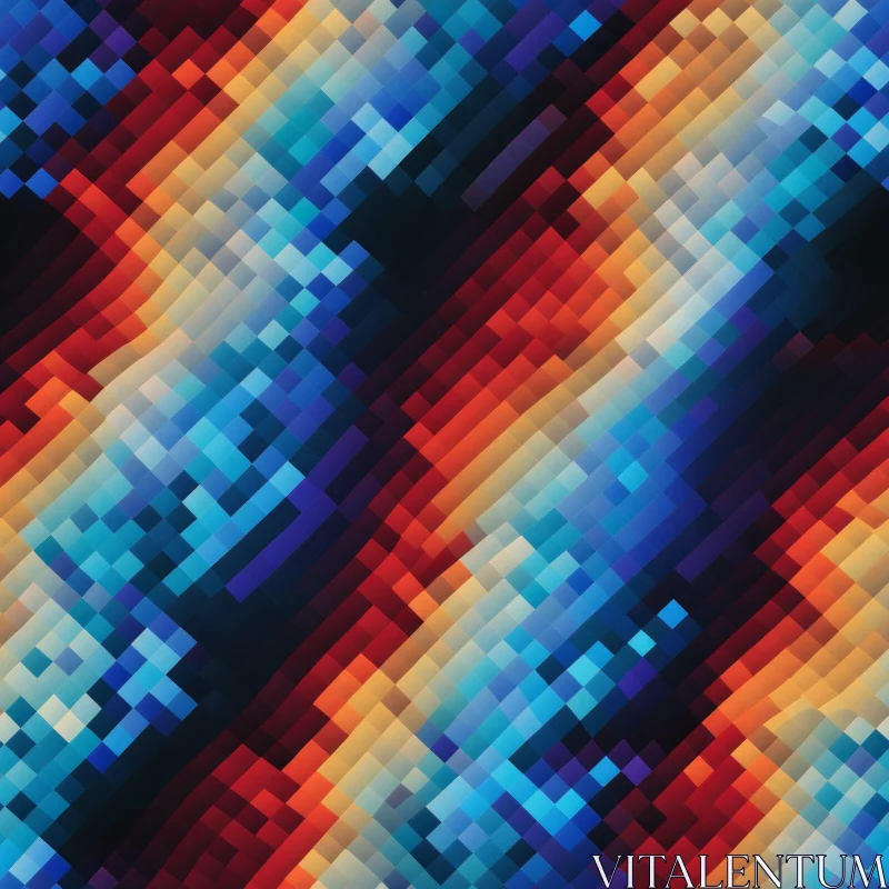 Pixelated Blue Orange Red Gradient Pattern AI Image