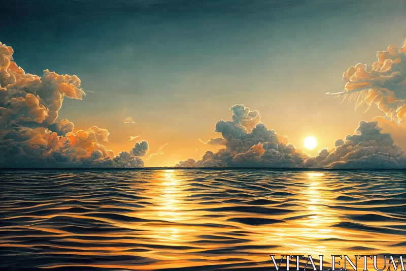 Captivating Sunset Painting | Hyper-Realistic Water | Panoramic Scale AI Image