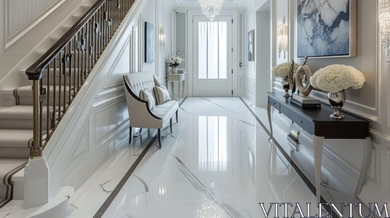 Elegance and Opulence: A Luxurious Entrance Hall with Marble and Grandeur AI Image