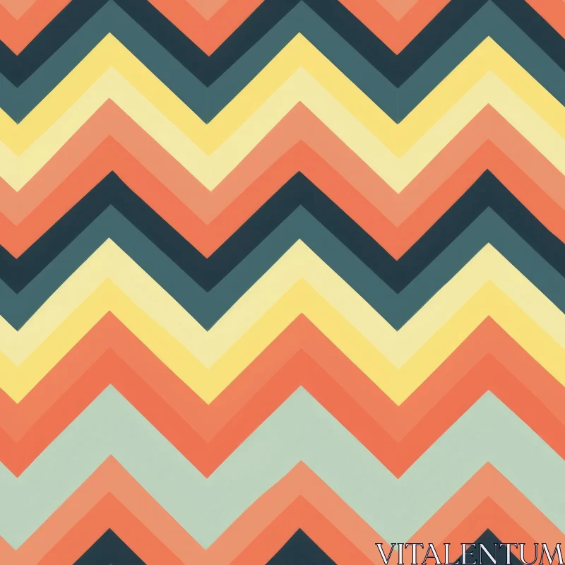 AI ART Retro Geometric Zig-Zag Stripes Pattern