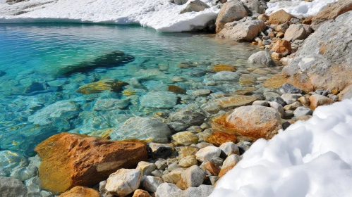 Awe-inspiring Mountain Lake: Crystal Clear Water, Snow-Capped Peaks