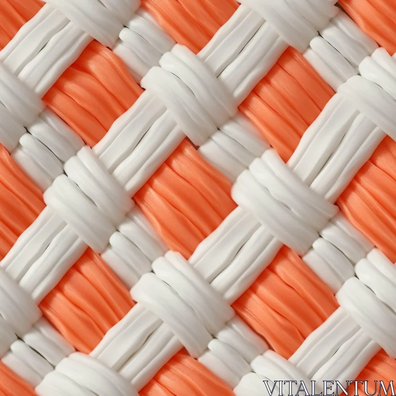 Orange and White Woven Geometric Pattern AI Image