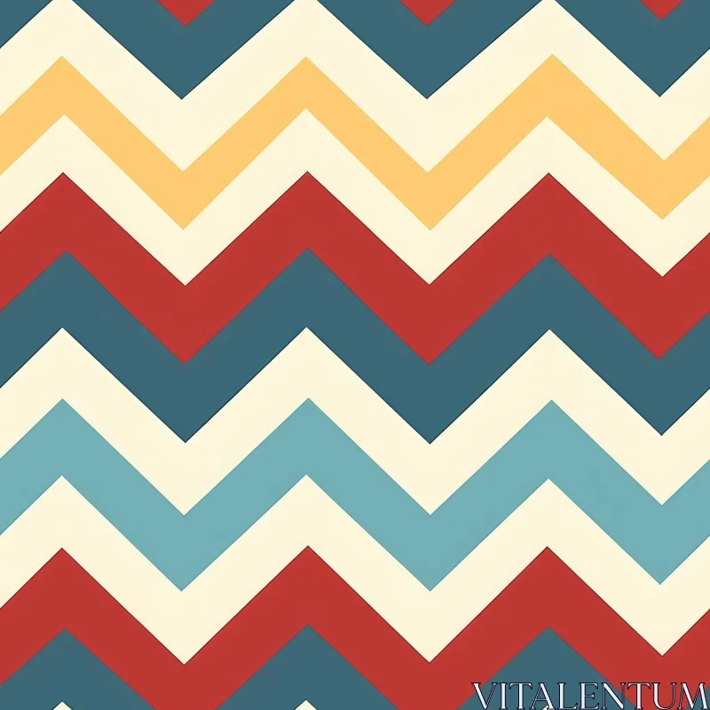 Retro 1950s Chevrons Pattern on Cream Background AI Image