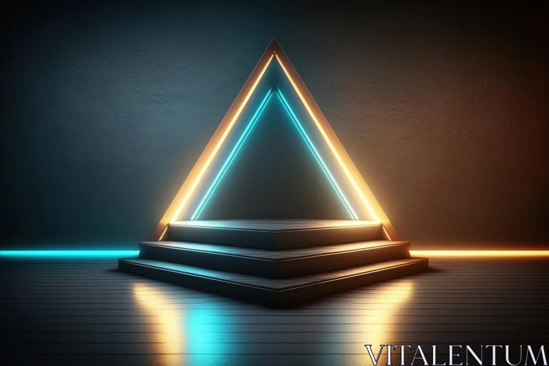 Captivating Neon Light Triangle: Minimalist Stage Design AI Image