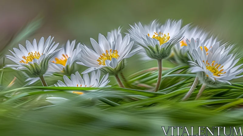 Close-Up of Delicate White Daisies in Full Bloom AI Image