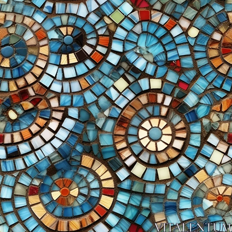 Colorful Tile Mosaic - Circular Symmetry Design AI Image