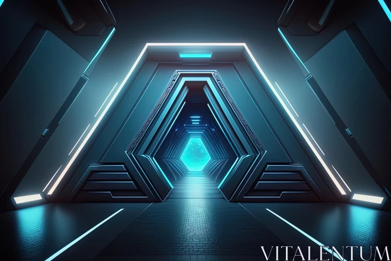 Futuristic Tunnel with Neon Lights | Intricate Details | Art Deco-inspired AI Image