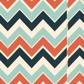 Retro 70s Chevrons Pattern - Blue, Orange, Cream
