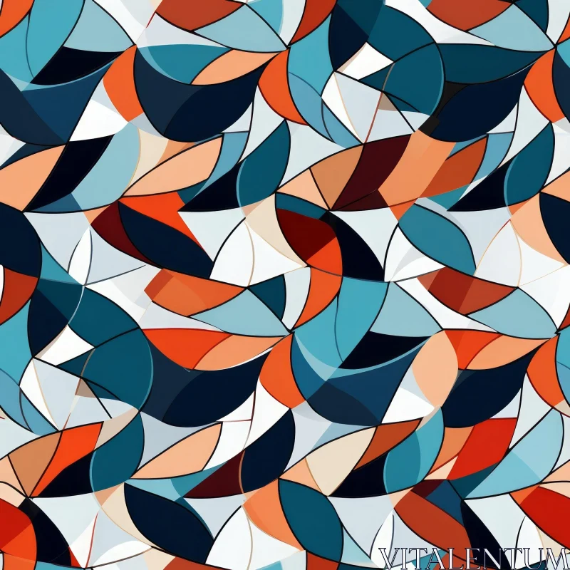 AI ART Blue and Orange Geometric Pattern for Home Decor