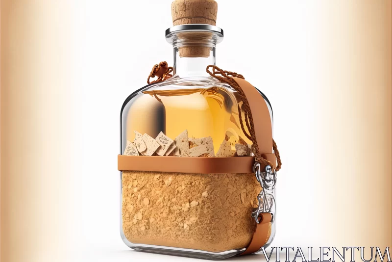Captivating Photorealistic Fantasies: A Bottle Containing Leather and Sand AI Image