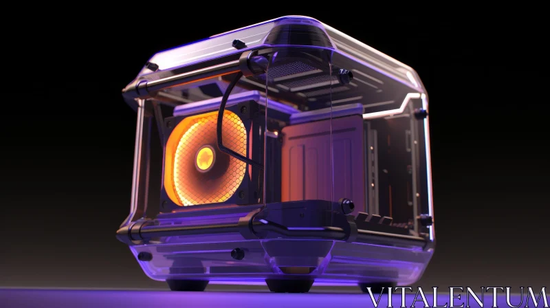 Futuristic Glass Computer Case - 3D Rendering AI Image