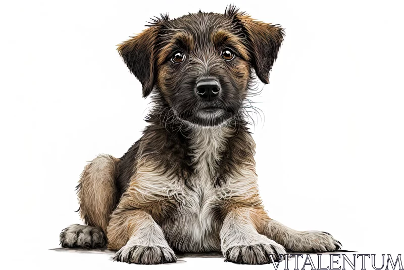 Hyper-Realistic Animal Illustration of a Small Brown and Black Puppy AI Image