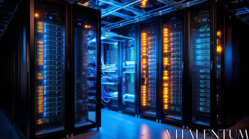 Modern Data Center with Server Racks AI Image