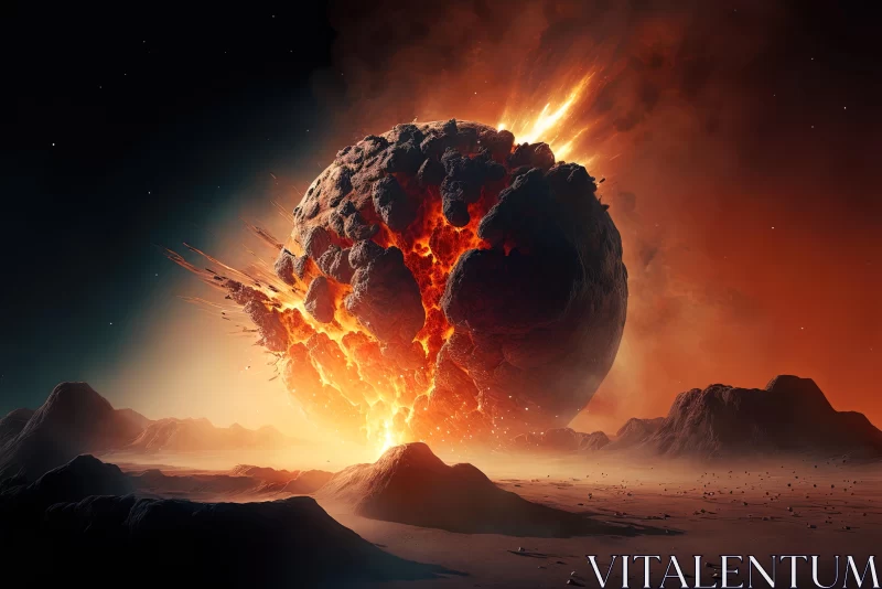 Apocalyptic Planet Surrounded by Lava - Photorealistic Composition AI Image