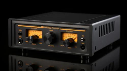 Black Audio Amplifier with Orange Knobs - Product Shot