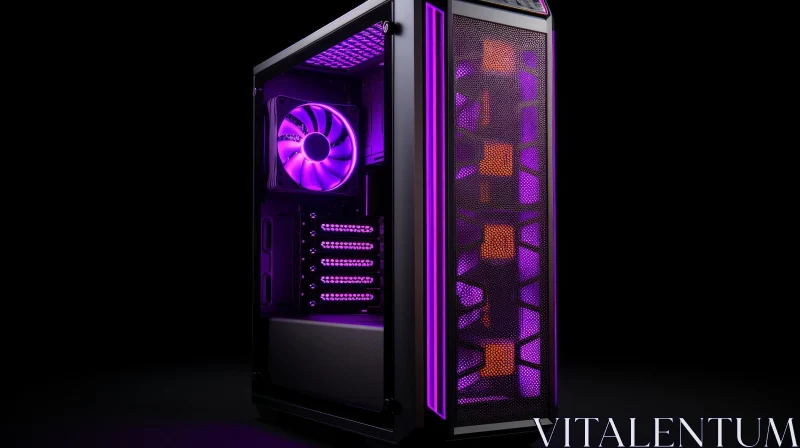 Futuristic Black and Purple Gaming Tower with ARGB Lighting AI Image