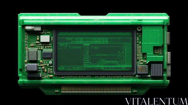 AI ART Green Electronic Device with Screen and Circuit Board