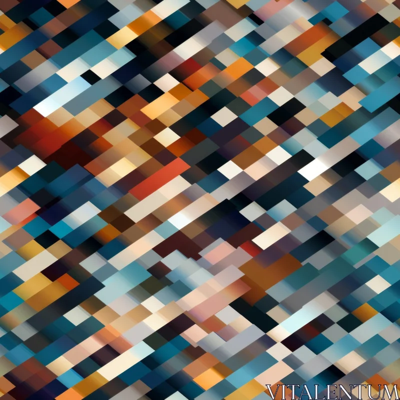 AI ART Pixelated Blue Orange Brown Rectangles Pattern