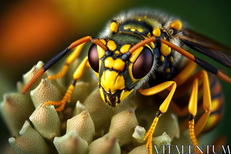 Captivating Photorealistic Wasp on Flower | Nature-Inspired Camouflage AI Image